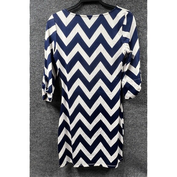 Blue White Zig Zag‎ Womens Small Dress  Decorative Button Up Long Sleeves Casual - Picture 3 of 16